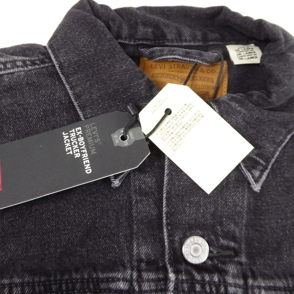 Levi’s Premium Cotton Denim Trucker Jean Jacket NWT Ex Boyfriend w Embroidery - Picture 4 of 12